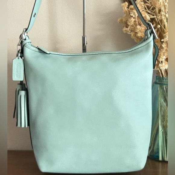 COACH Legacy Tassel Top Smooth Leather Duffel in Mint - Picture 1 of 14